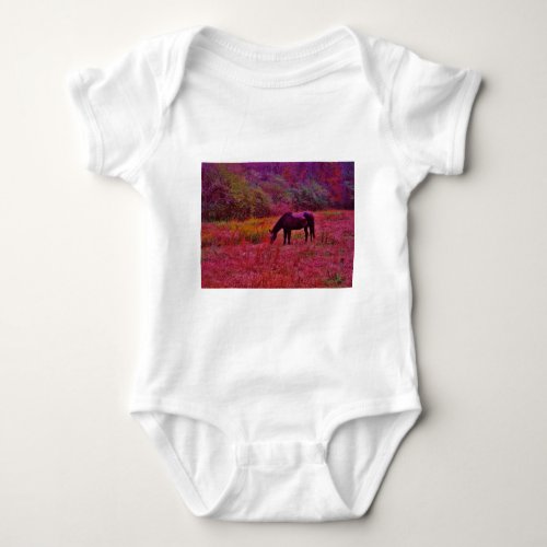 Horse in a Kaleidoscope Colored Field Baby Bodysuit