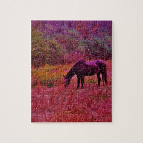 Horse in a Kaleidoscope Colored Field Jigsaw Puzzle