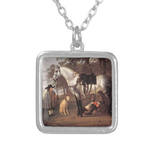 Horse in a Landscape Aelbert Cuyp Silver Plated Necklace