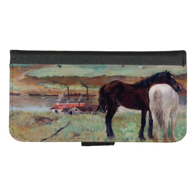 Horse in a Meadow, Edgar Degas iPhone Wallet Case (Front (Horizontal))
