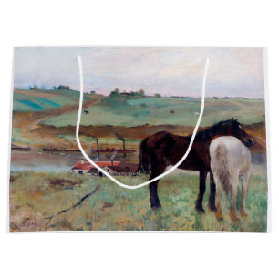 Horse in a Meadow, Edgar Degas Large Gift Bag