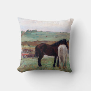 Horse in a Meadow, Edgar Degas Throw Pillow