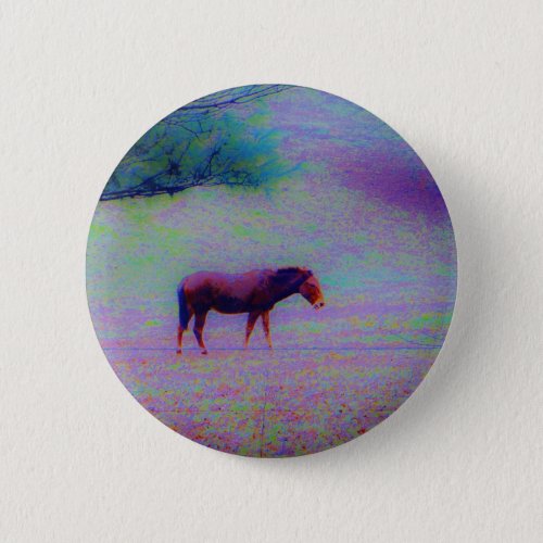 Horse IN A RAINBOW PURPLE FIELD  add name Pinback Button
