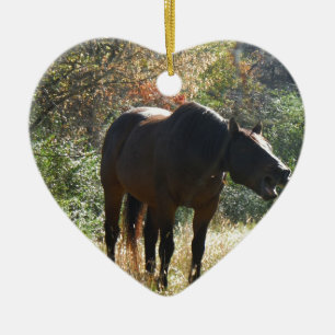 Horse in Autumn Ceramic Ornament