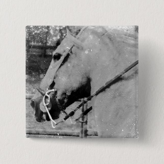 Horse in Black and White Button (Front)