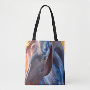 Horse in Blues Modern Equestrian Horse Lovers Art  Tote Bag