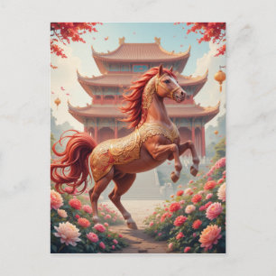 Horse in china year postcard