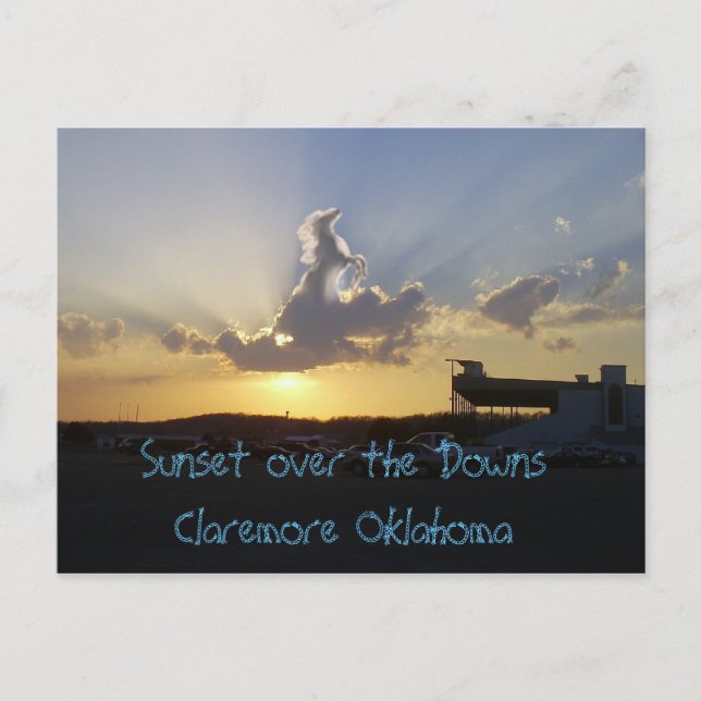 horse in clouds, Sunset over the DownsClaremore... Postcard (Front)