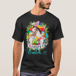 Horse In Easter Eggs Basket Cute Bunnies Happy Eas T-Shirt