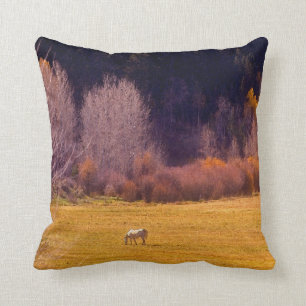Horse In Fall I Throw Pillow
