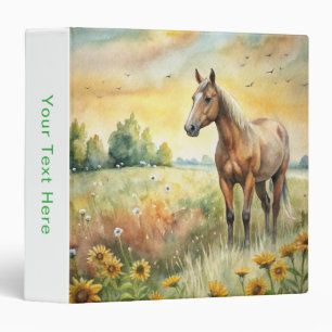 Horse in Field 3 Ring Binder