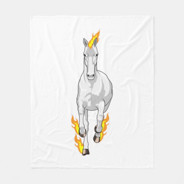Horse in Flame Fleece Blanket (Front)