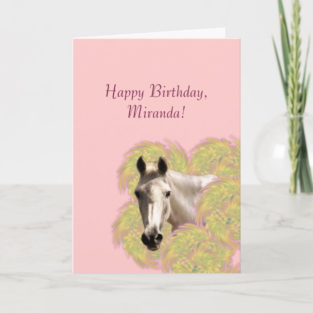 Horse in Flowers - Happy Birthday! Card (Front)