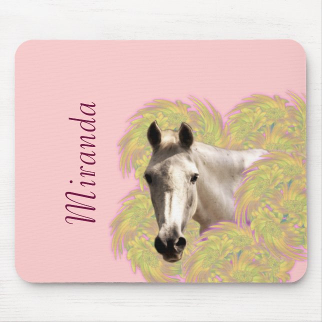 Horse in Flowers Mouse Pad (Front)