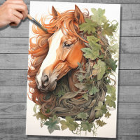 Horse In Foliage 2 Decoupage Paper