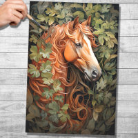 Horse In Foliage 3 Decoupage Paper