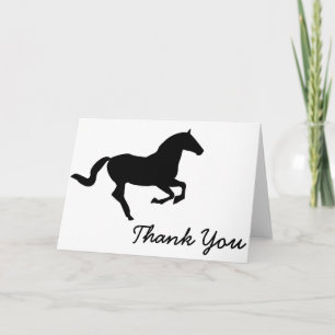 Horse In Galop Black Silhouette Letterpress Thank You Card