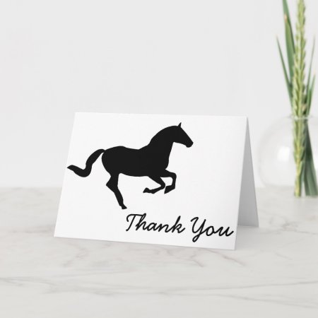 Horse In Galop Black Silhouette Thank You Card