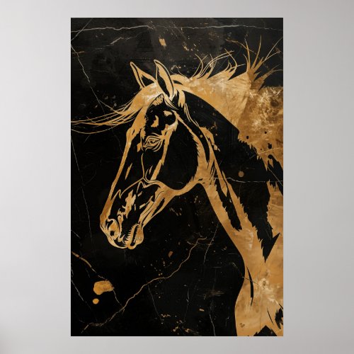 Horse in gold and black By Jean_Claude Poster