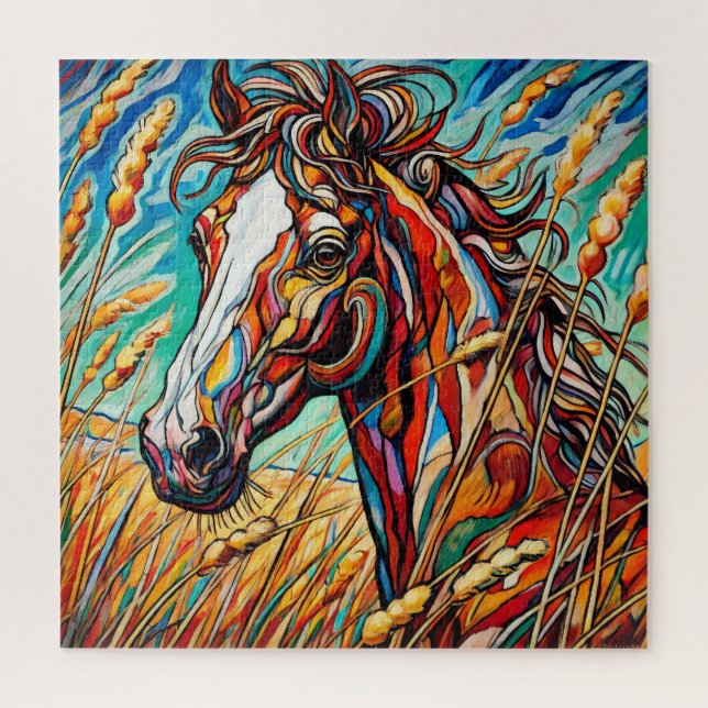 Horse in Grass 600 Piece Puzzle (Vertical)