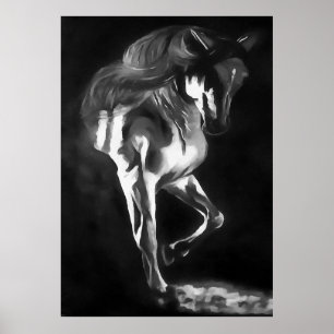 Horse In Grey On Black Poster