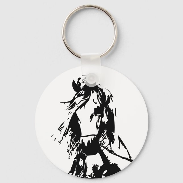 Horse in Halter Button Keychain (Front)