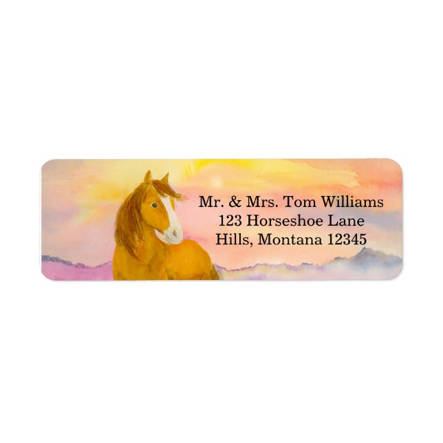 Horse in Lavender Field During Sunset Address Label (Front)