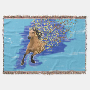 Horse in Motion Abstract Digital Art Throw Blanket