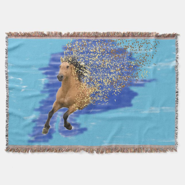 Horse in Motion Abstract Digital Art Throw Blanket (Front)