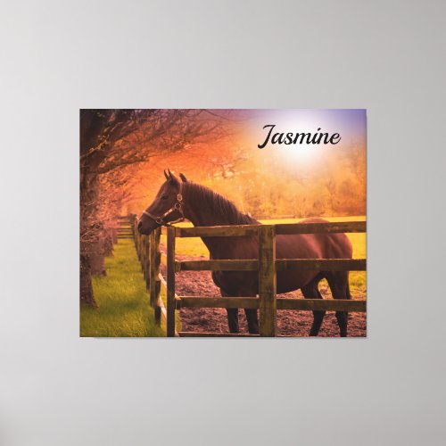 Horse in Paddock Personalized Canvas Print