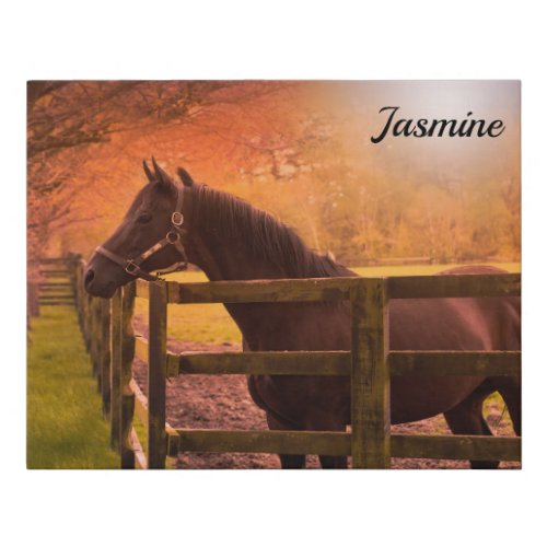 Horse in Paddock Personalized Faux Canvas Print