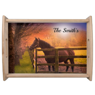 Horse in Paddock Personalized   Serving Tray