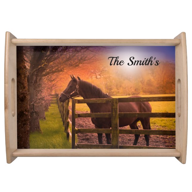 Horse in Paddock Personalized   Serving Tray (Front)