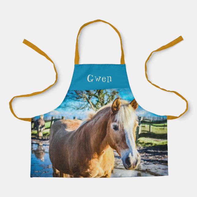 Horse in Pasture Childrens All-Over Print Apron (Front)