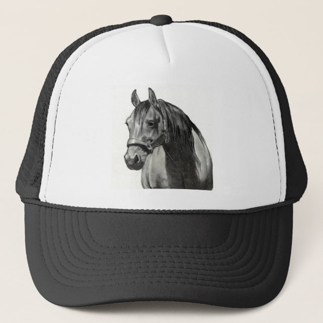 HORSE IN PENCIL: FRONT VIEW TRUCKER HAT (Front)