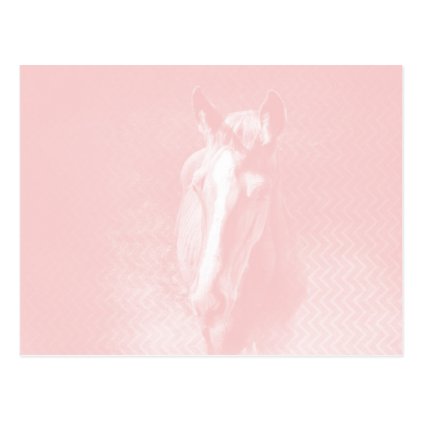 Horse in pretty pink horizontal postcard