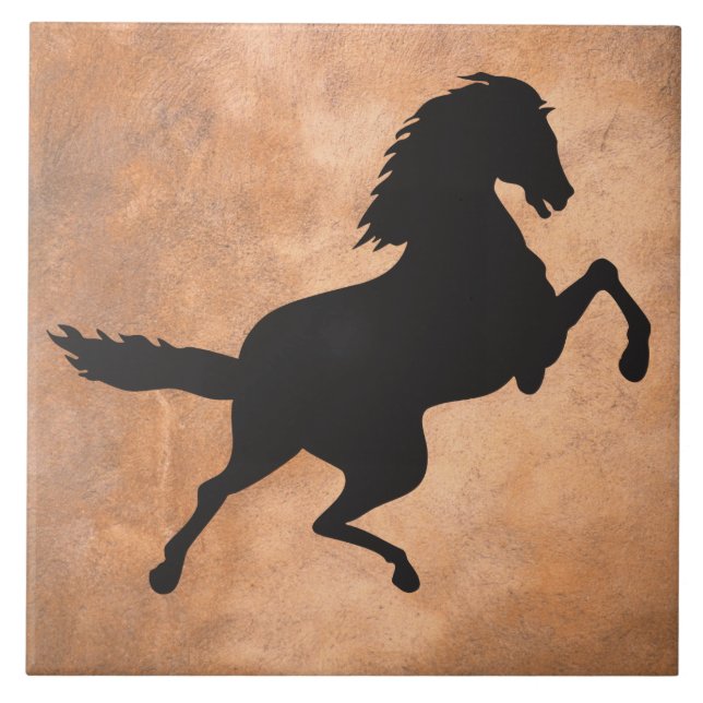 HORSE IN SILHOUETTE CERAMIC TILE (Front)