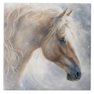 Horse in Snow Artistic Ceramic Tile
