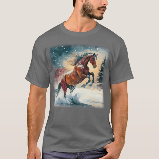 Horse In Snow gift T-Shirt (Front)