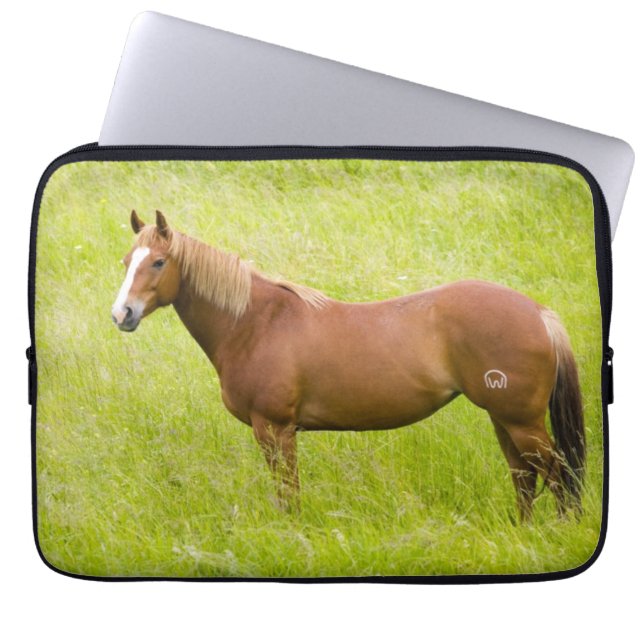 Horse in Spring Field Laptop Sleeve (Front)