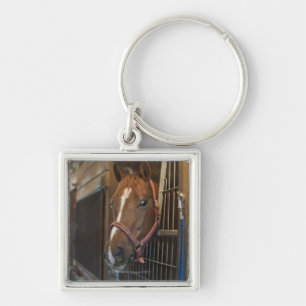 Horse in stall keychain
