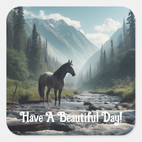 Horse In Stream Sticker