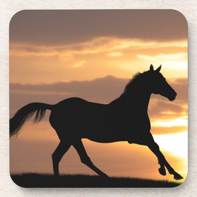 Horse In Sunset Beverage Coaster (Front)