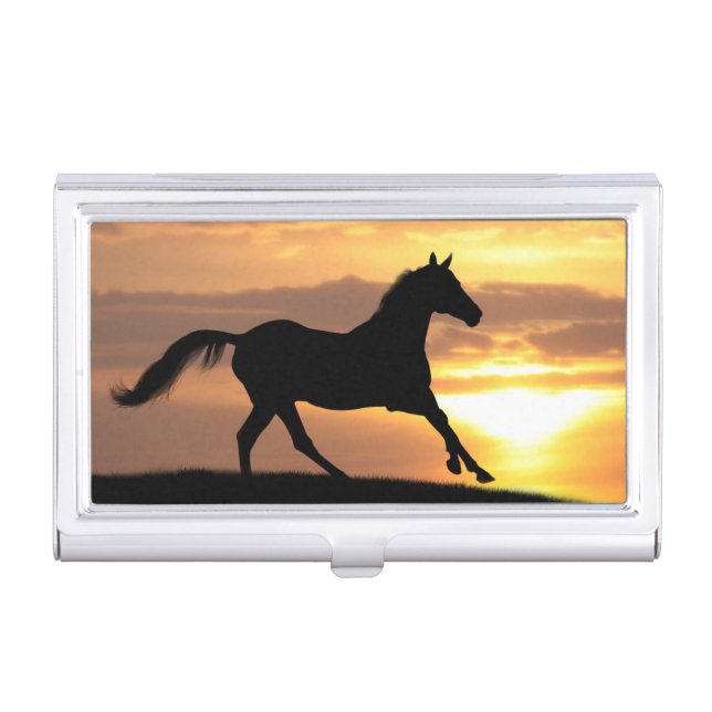 Horse In Sunset Case For Business Cards (Front)