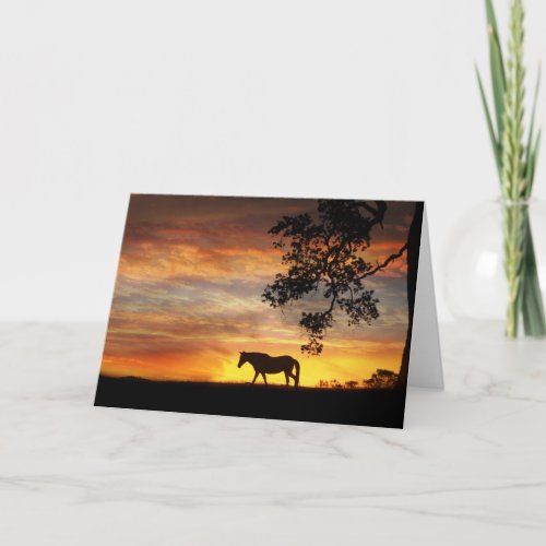 Horse in sunset equine sympathy card