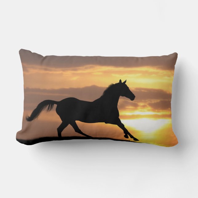 Horse In Sunset Lumbar Pillow (Front)