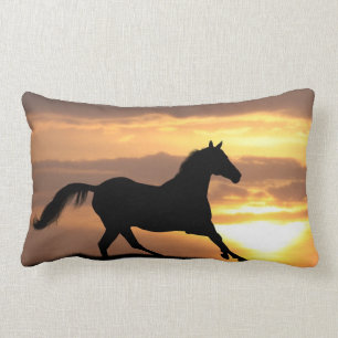 Horse In Sunset Lumbar Pillow