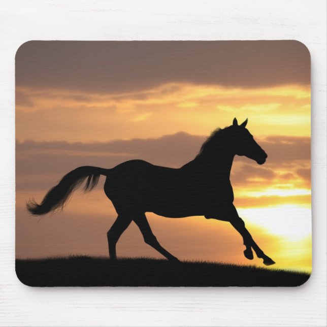 Horse In Sunset Mouse Pad (Front)