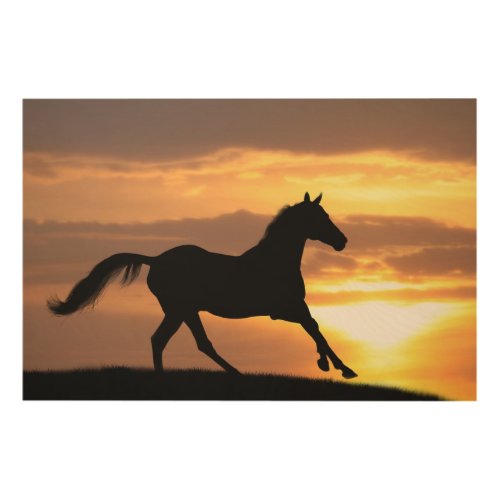 Horse In Sunset Wood Wall Decor