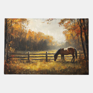 Horse in the Field Golden Hour Painting Doormat